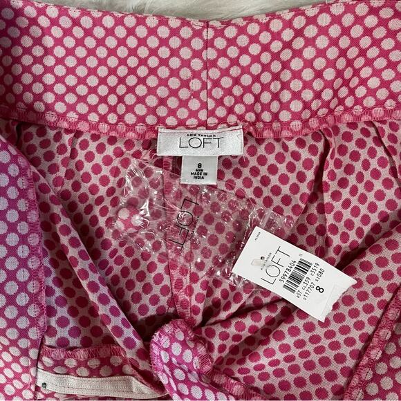 NEW Ann Taylor Loft Retro Preppy Polka Dot Straight Leg Pedal Pusher Capri Pants - Picture 12 of 14